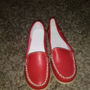 Red loafers